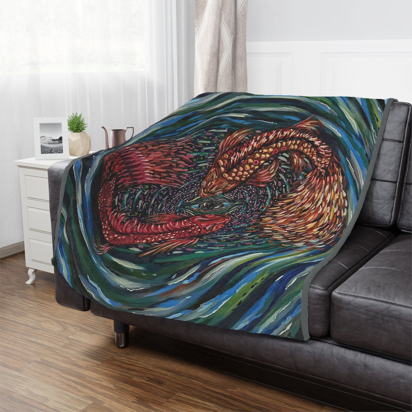 Koi Whirlpool Blanket-Koi Fish Cozy Blanket, Home Decor