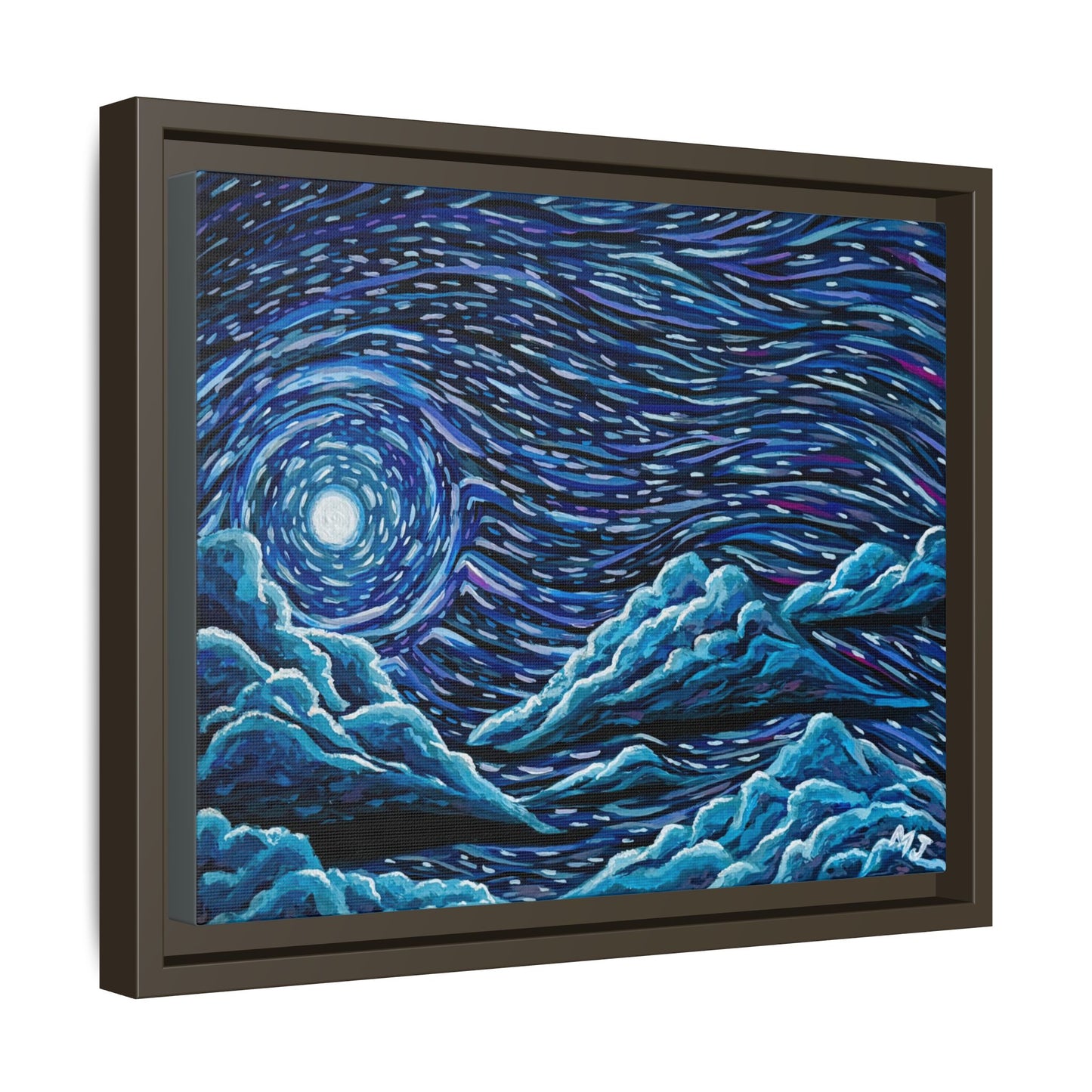 Mirrored Skies (Blue)-Printed, Framed Copy of Original Acrylic Painting, Wall Decor