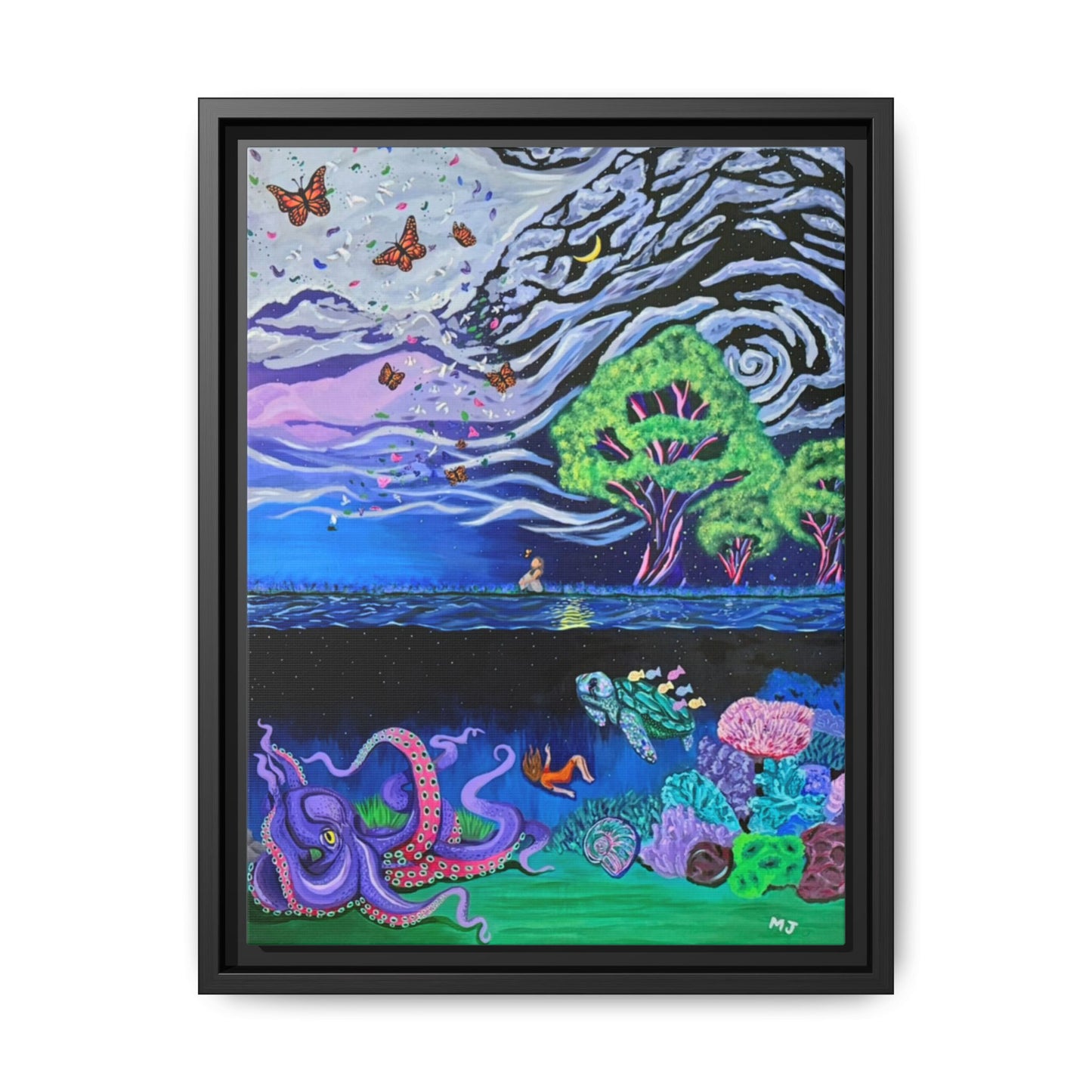 The Depth of Becoming- Printed, Framed Copy of Original Acrylic Painting, Unique Home Decor, Office Decor