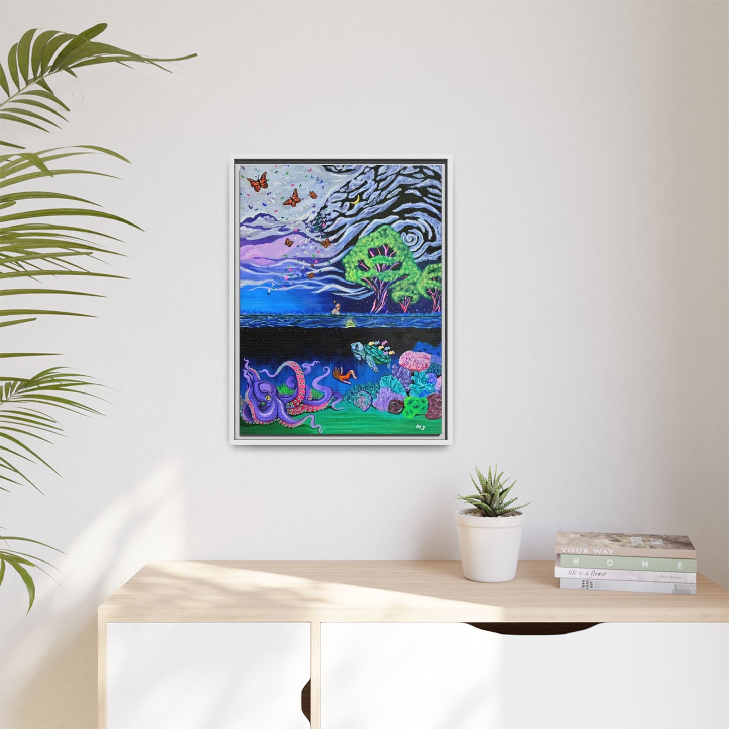 The Depth of Becoming- Printed, Framed Copy of Original Acrylic Painting, Unique Home Decor, Office Decor