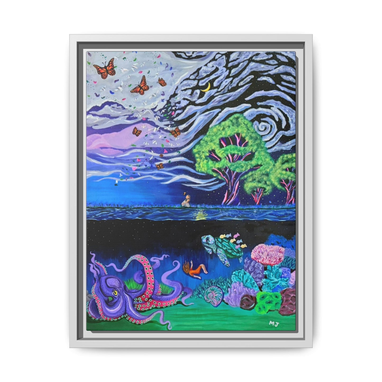 The Depth of Becoming- Printed, Framed Copy of Original Acrylic Painting, Unique Home Decor, Office Decor