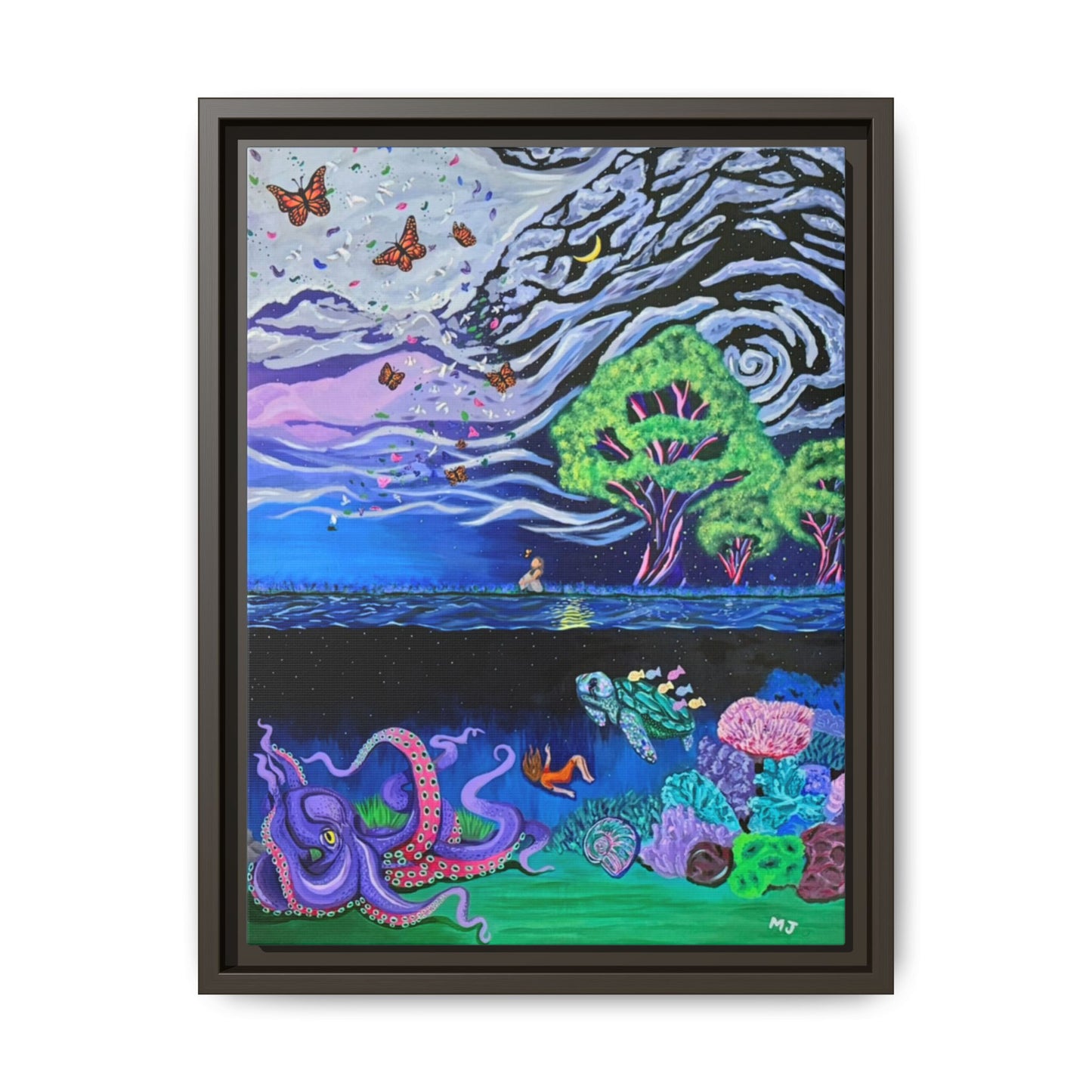 The Depth of Becoming- Printed, Framed Copy of Original Acrylic Painting, Unique Home Decor, Office Decor