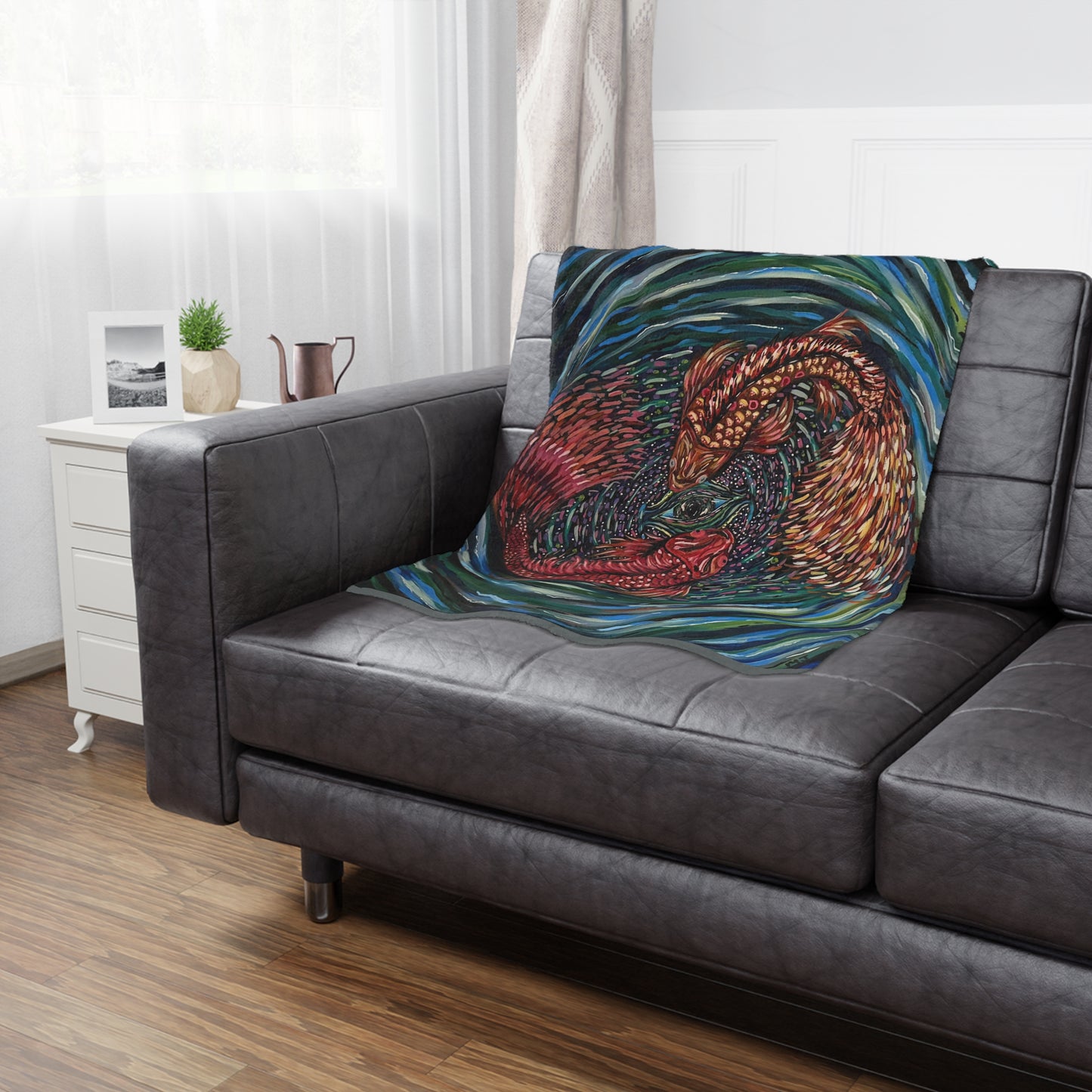 Koi Whirlpool Blanket-Koi Fish Cozy Blanket, Home Decor