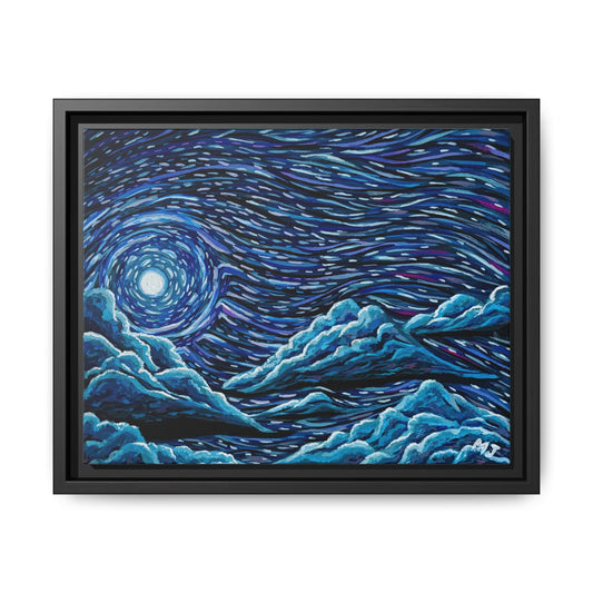 Mirrored Skies (Blue)-Printed, Framed Copy of Original Acrylic Painting, Wall Decor