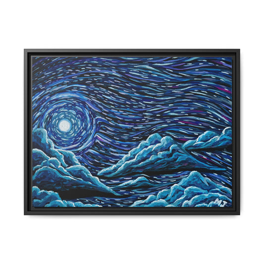 Mirrored Skies (Blue)-Printed, Framed Copy of Original Acrylic Painting, Wall Decor