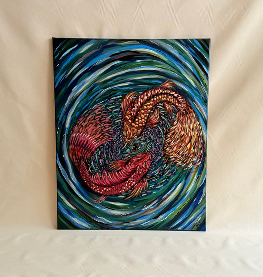 Koi Whirlpool- Original Acrylic Painting