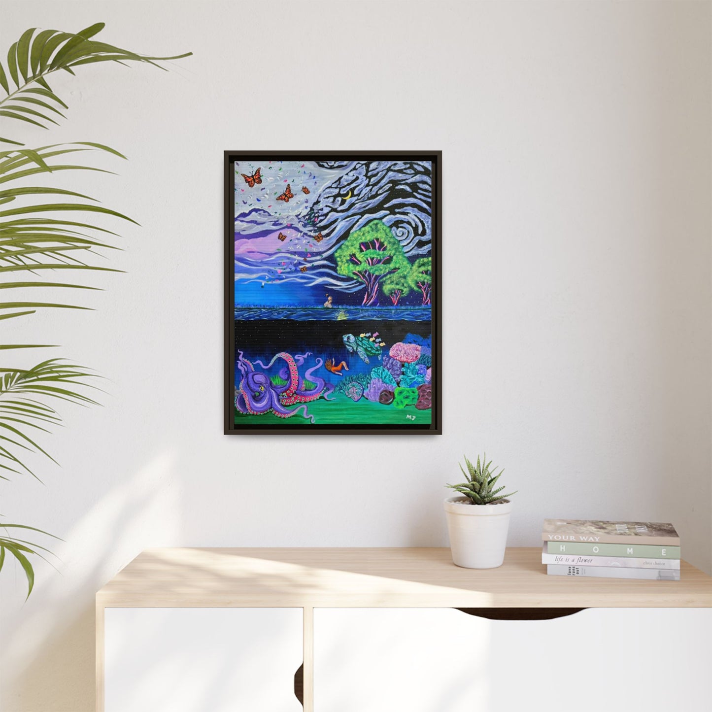 The Depth of Becoming- Printed, Framed Copy of Original Acrylic Painting, Unique Home Decor, Office Decor