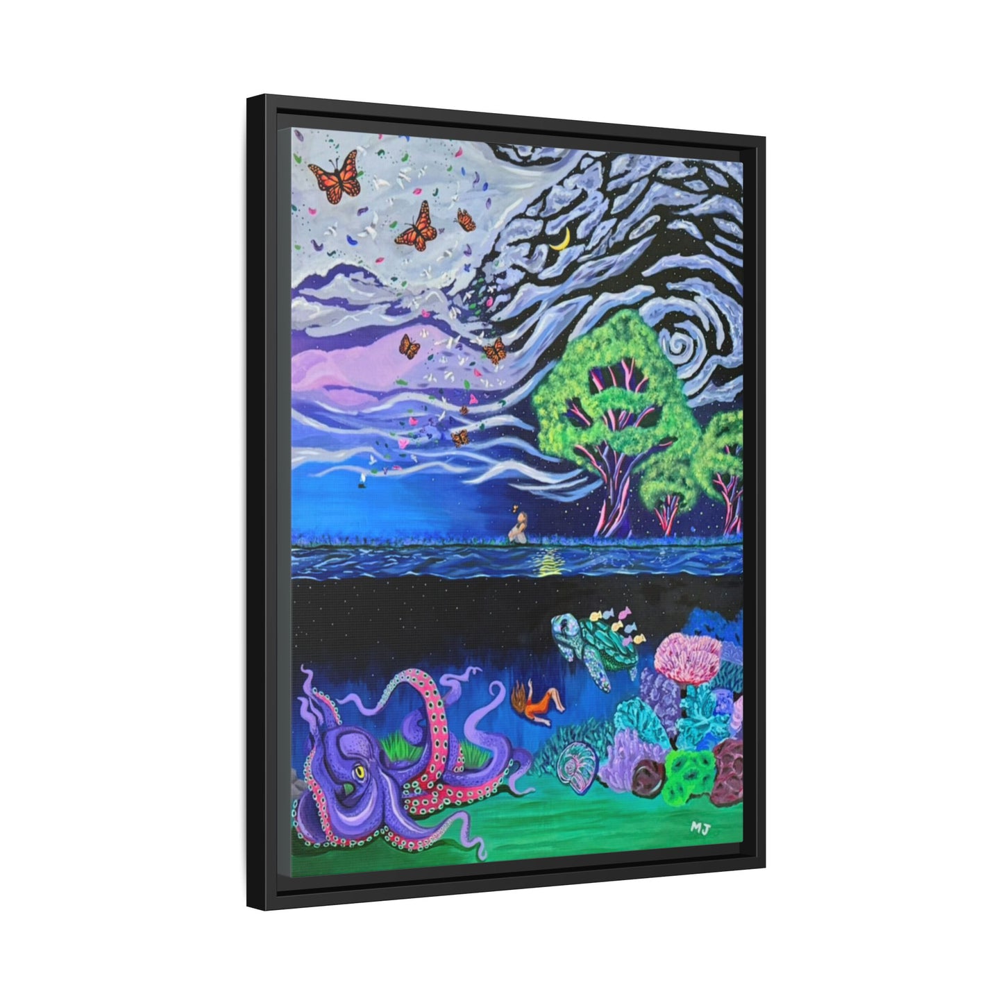 The Depth of Becoming- Printed, Framed Copy of Original Acrylic Painting, Unique Home Decor, Office Decor