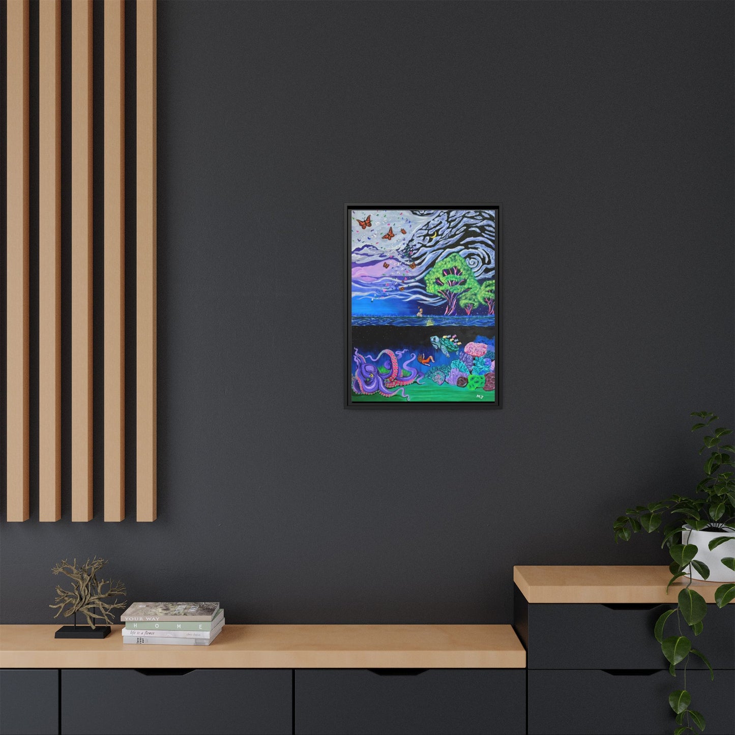 The Depth of Becoming- Printed, Framed Copy of Original Acrylic Painting, Unique Home Decor, Office Decor