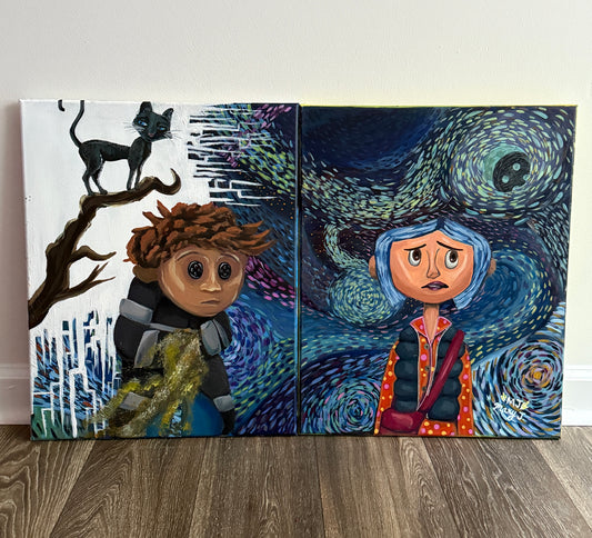 Original Acrylic Coraline and Wybie Fan Art